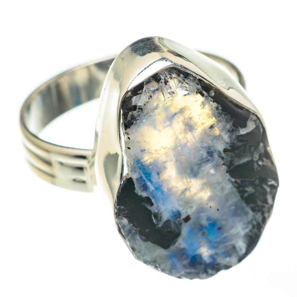 Rainbow Moonstone Rings handcrafted by Anasilvercos - RING68204