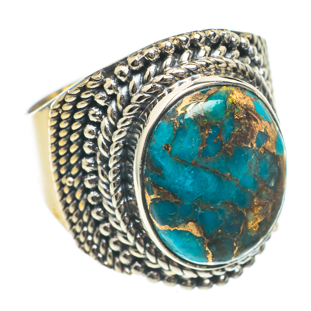 Blue Copper Composite Turquoise Rings handcrafted by Anasilvercos - RING68208