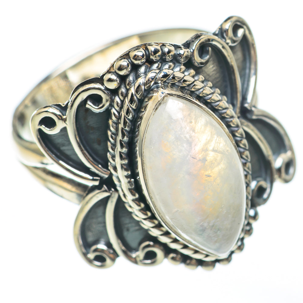 Rainbow Moonstone Rings handcrafted by Anasilvercos - RING68228
