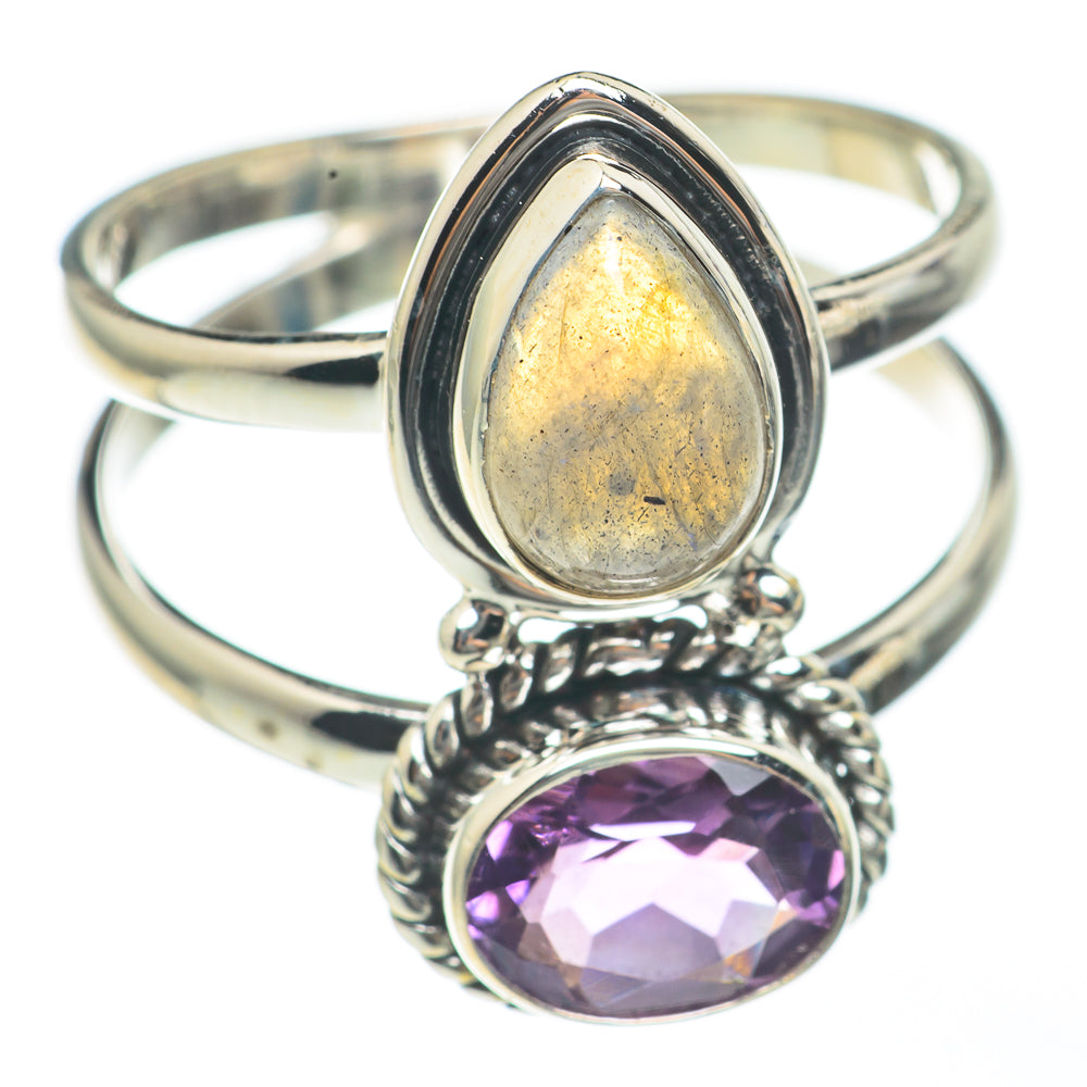 Labradorite, Amethyst Rings handcrafted by Anasilvercos - RING68253