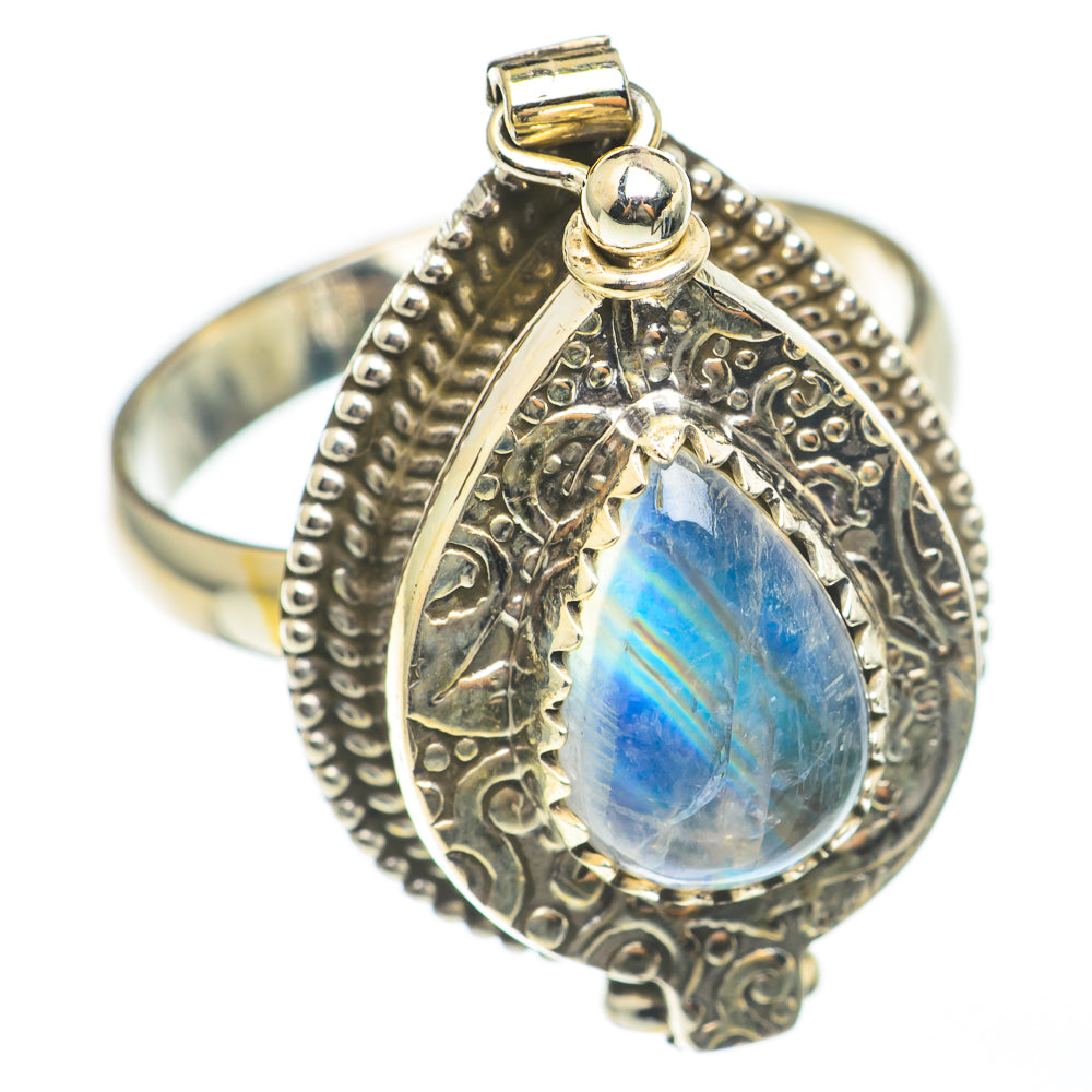 Rainbow Moonstone Rings handcrafted by Anasilvercos - RING68277