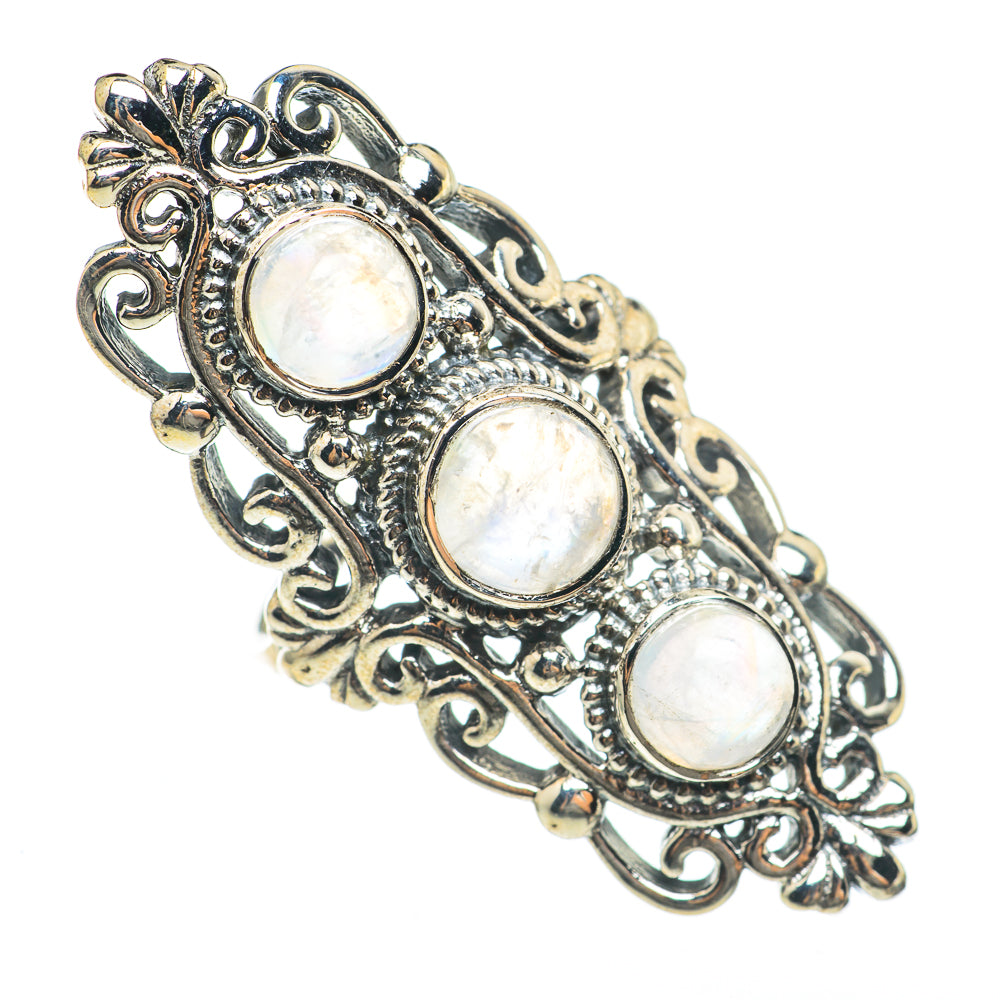 Rainbow Moonstone Rings handcrafted by Anasilvercos - RING68279