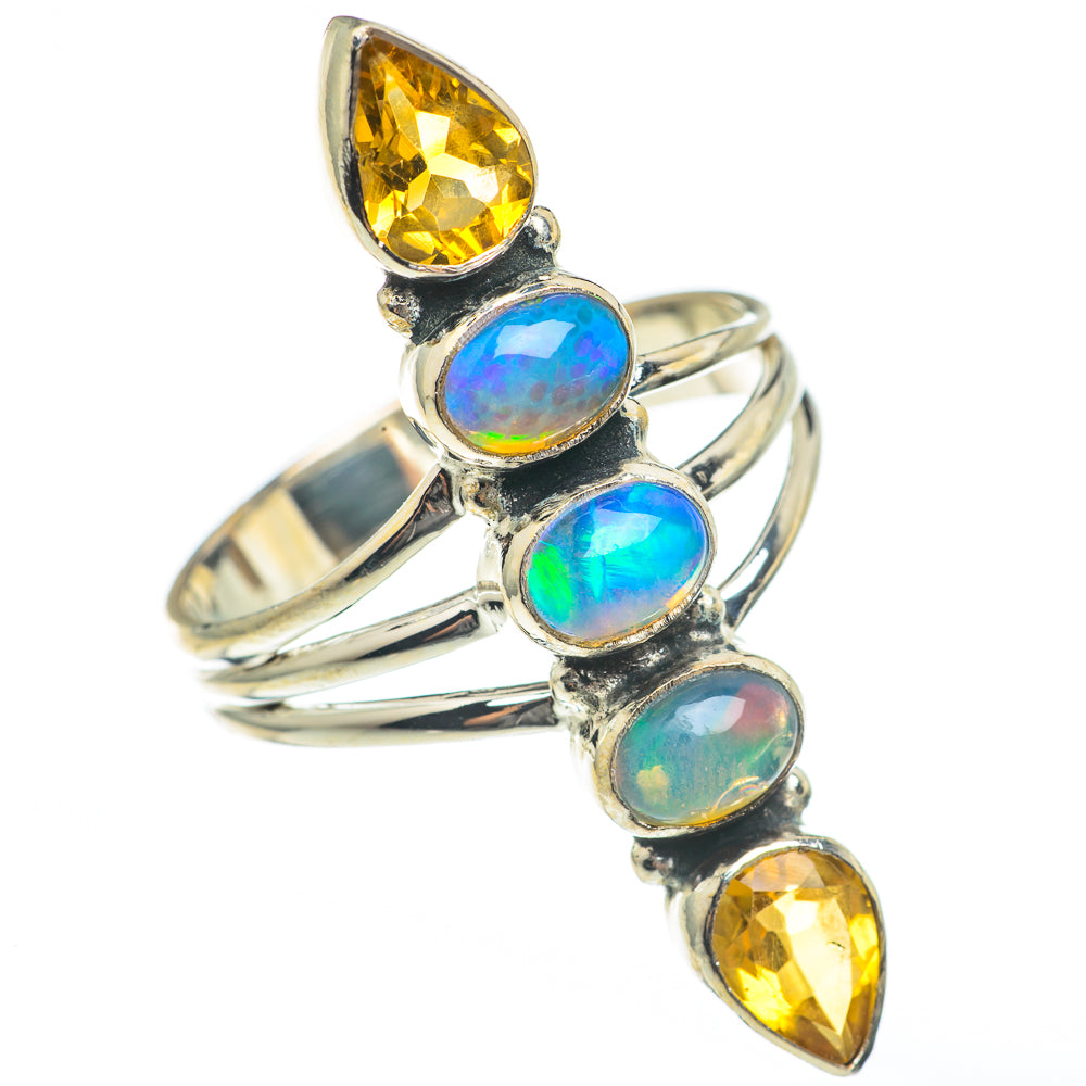 Ethiopian Opal, Citrine Rings handcrafted by Anasilvercos - RING68281