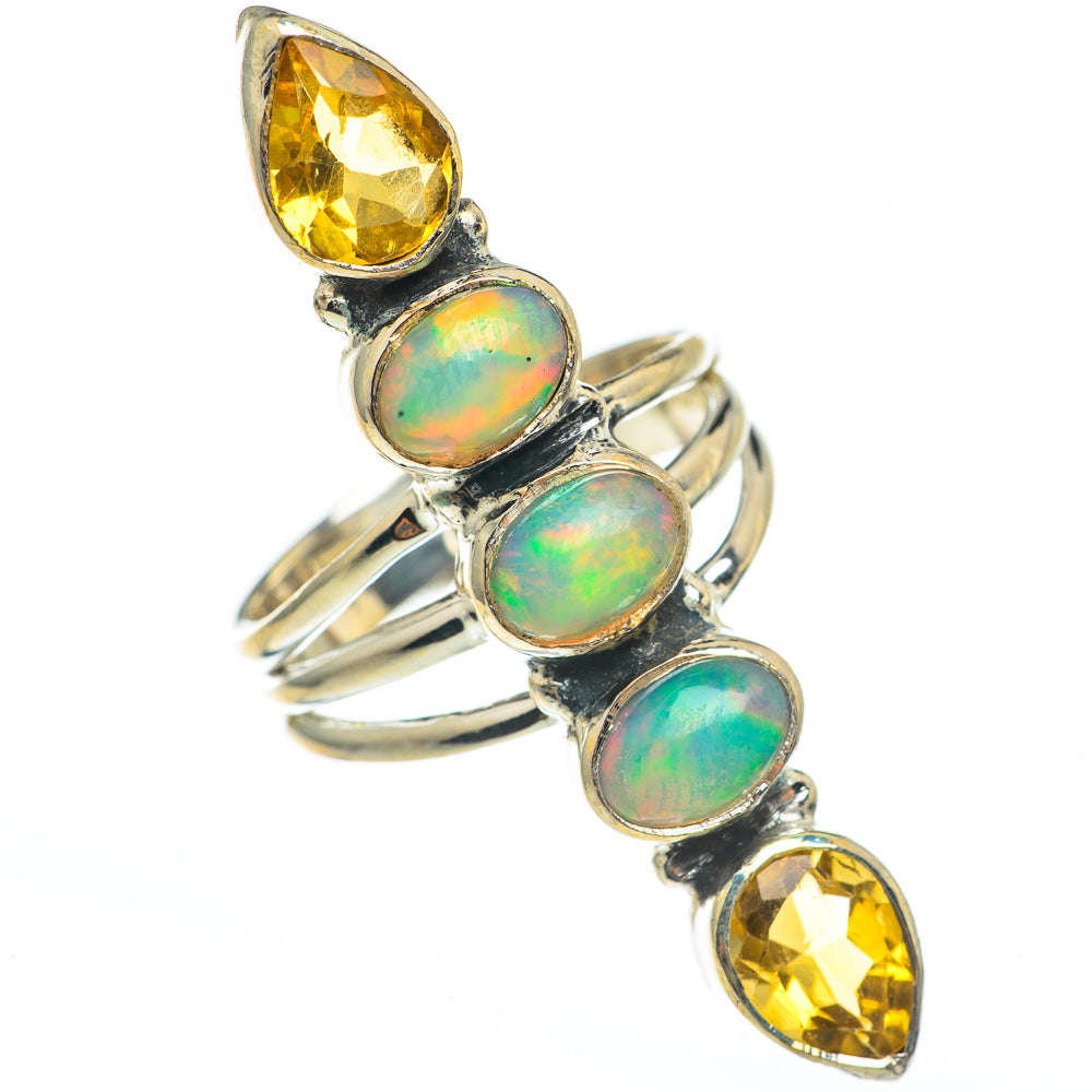 Ethiopian Opal, Citrine Rings handcrafted by Anasilvercos - RING68282