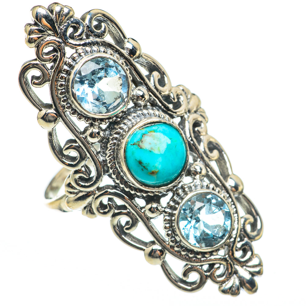 Arizona Turquoise, Blue Topaz Rings handcrafted by Anasilvercos - RING68284