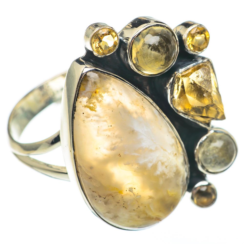 Plume Agate, Citrine Rings handcrafted by Anasilvercos - RING68295