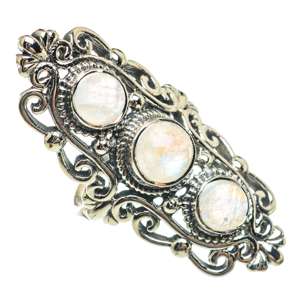 Rainbow Moonstone Rings handcrafted by Anasilvercos - RING68308
