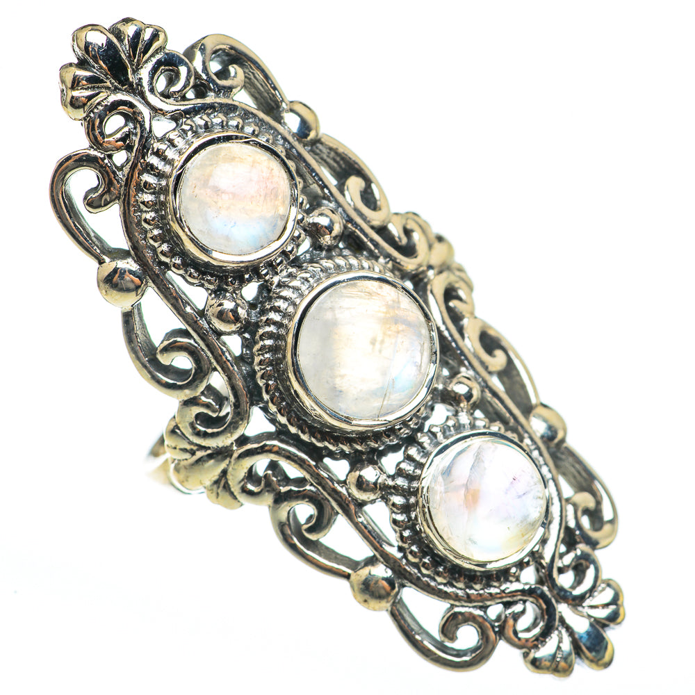 Rainbow Moonstone Rings handcrafted by Anasilvercos - RING68342