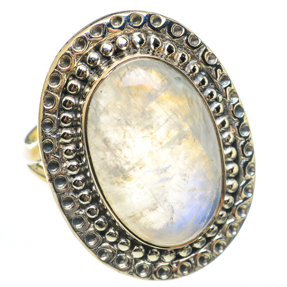 Rainbow Moonstone Rings handcrafted by Anasilvercos - RING68343