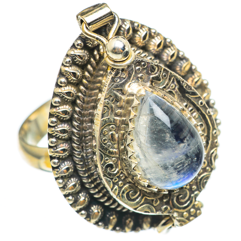 Rainbow Moonstone Rings handcrafted by Anasilvercos - RING68344