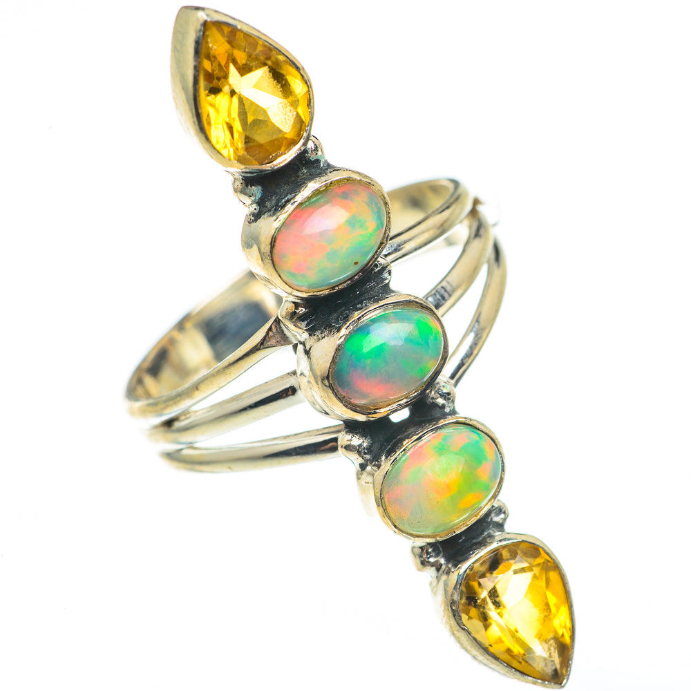 Ethiopian Opal, Citrine Rings handcrafted by Anasilvercos - RING68347