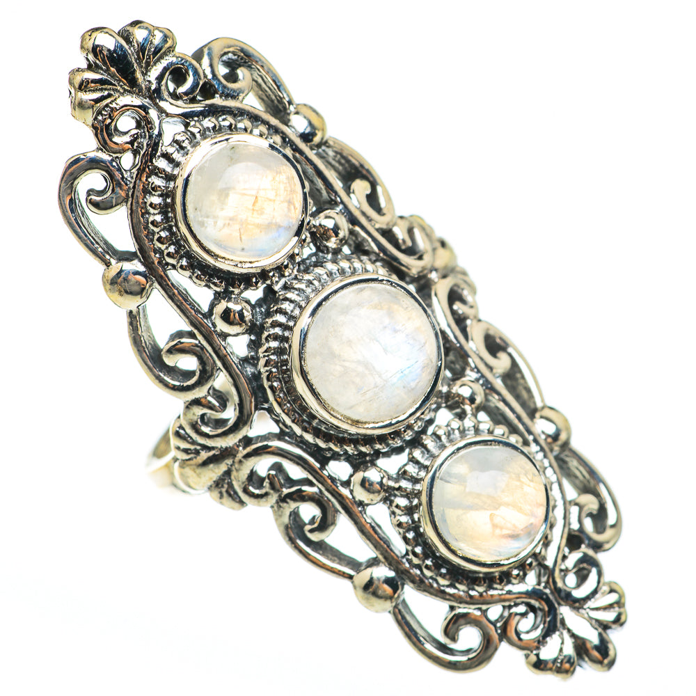 Rainbow Moonstone Rings handcrafted by Anasilvercos - RING68367