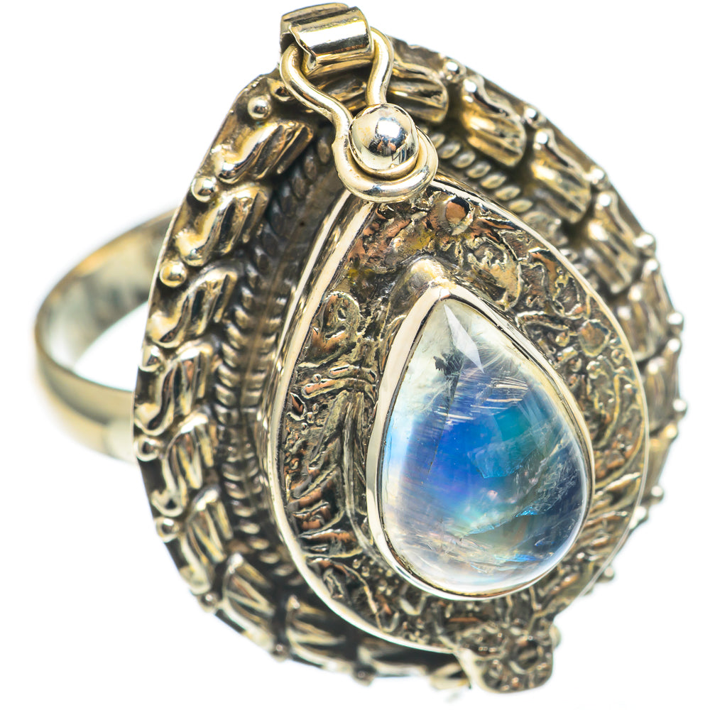 Rainbow Moonstone Rings handcrafted by Anasilvercos - RING68369