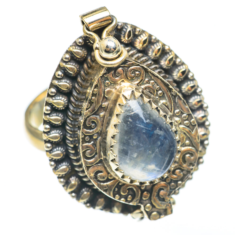 Rainbow Moonstone Rings handcrafted by Anasilvercos - RING68374