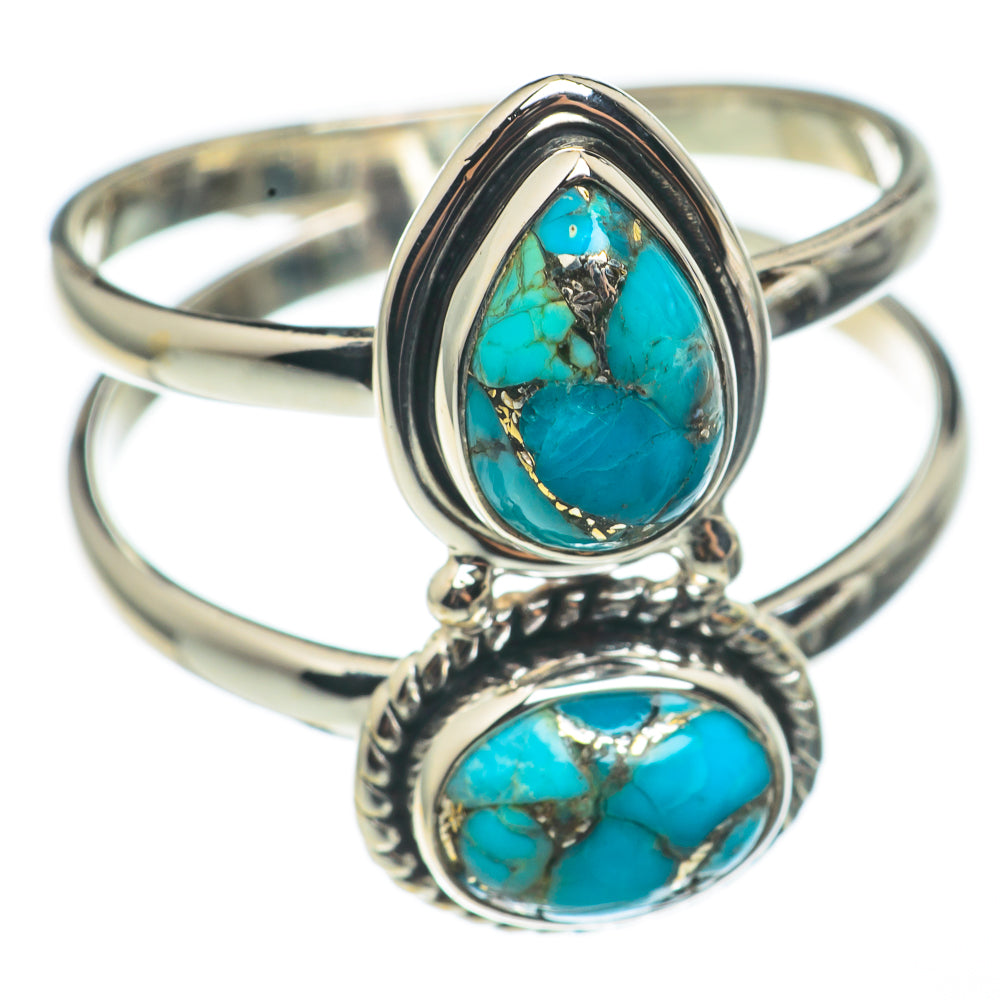 Blue Copper Composite Turquoise Rings handcrafted by Anasilvercos - RING68410
