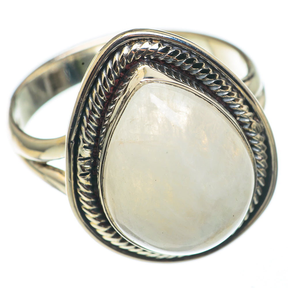 Rainbow Moonstone Rings handcrafted by Anasilvercos - RING68435