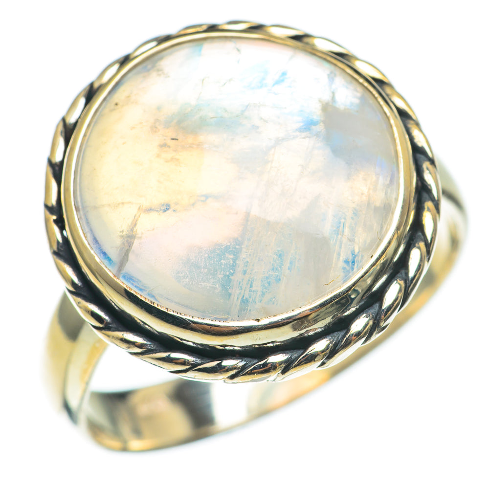 Rainbow Moonstone Rings handcrafted by Anasilvercos - RING68436