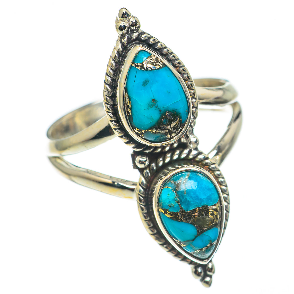 Blue Copper Composite Turquoise Rings handcrafted by Anasilvercos - RING68447
