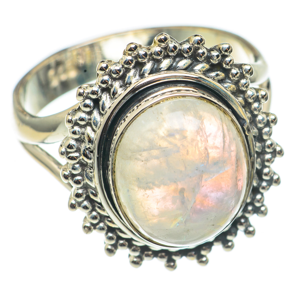 Rainbow Moonstone Rings handcrafted by Anasilvercos - RING68467
