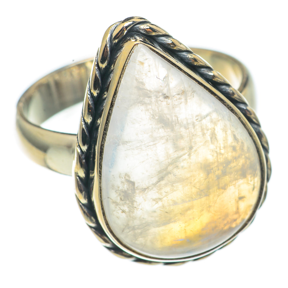 Rainbow Moonstone Rings handcrafted by Anasilvercos - RING68498