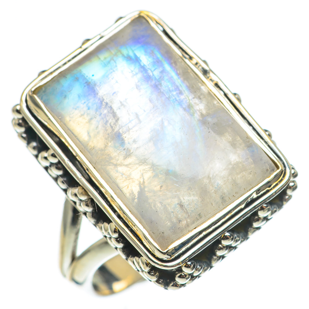 Rainbow Moonstone Rings handcrafted by Anasilvercos - RING68499