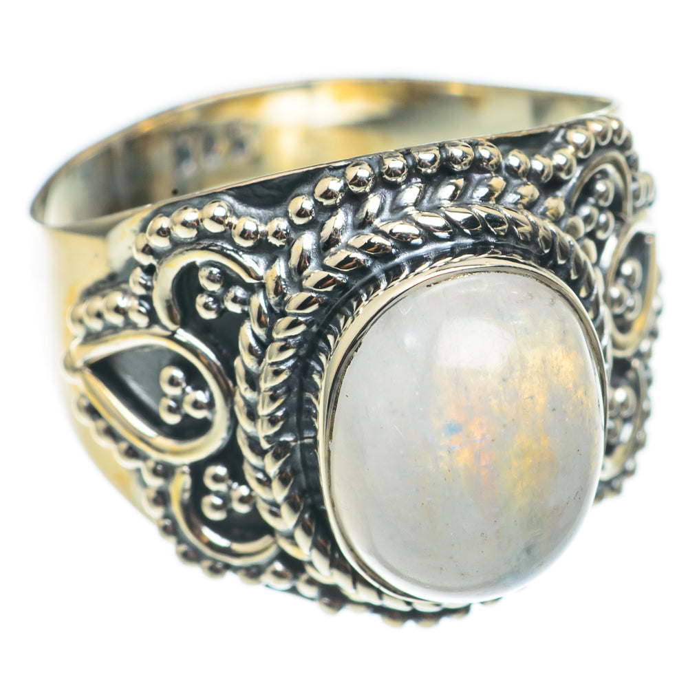 Rainbow Moonstone Rings handcrafted by Anasilvercos - RING68527