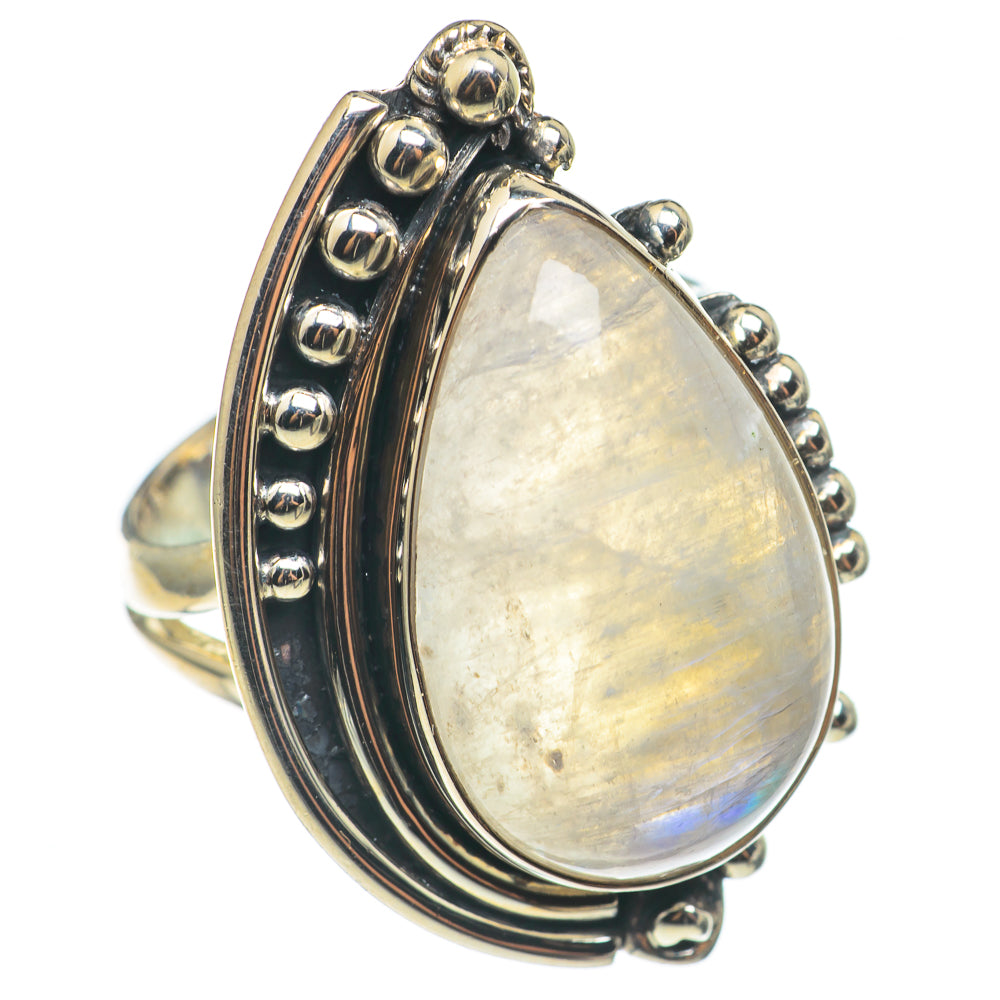 Rainbow Moonstone Rings handcrafted by Anasilvercos - RING68530