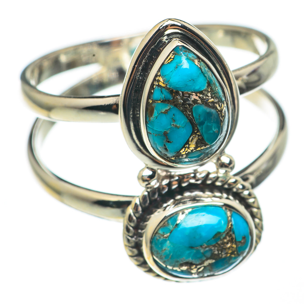 Blue Copper Composite Turquoise Rings handcrafted by Anasilvercos - RING68534