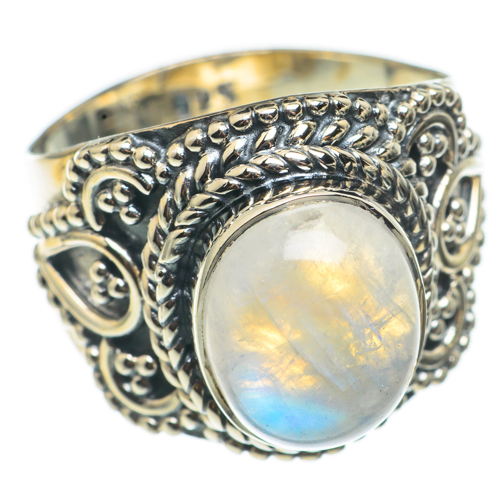 Rainbow Moonstone Rings handcrafted by Anasilvercos - RING68557