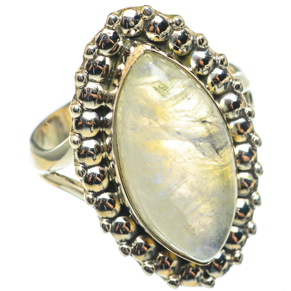 Rainbow Moonstone Rings handcrafted by Anasilvercos - RING68559
