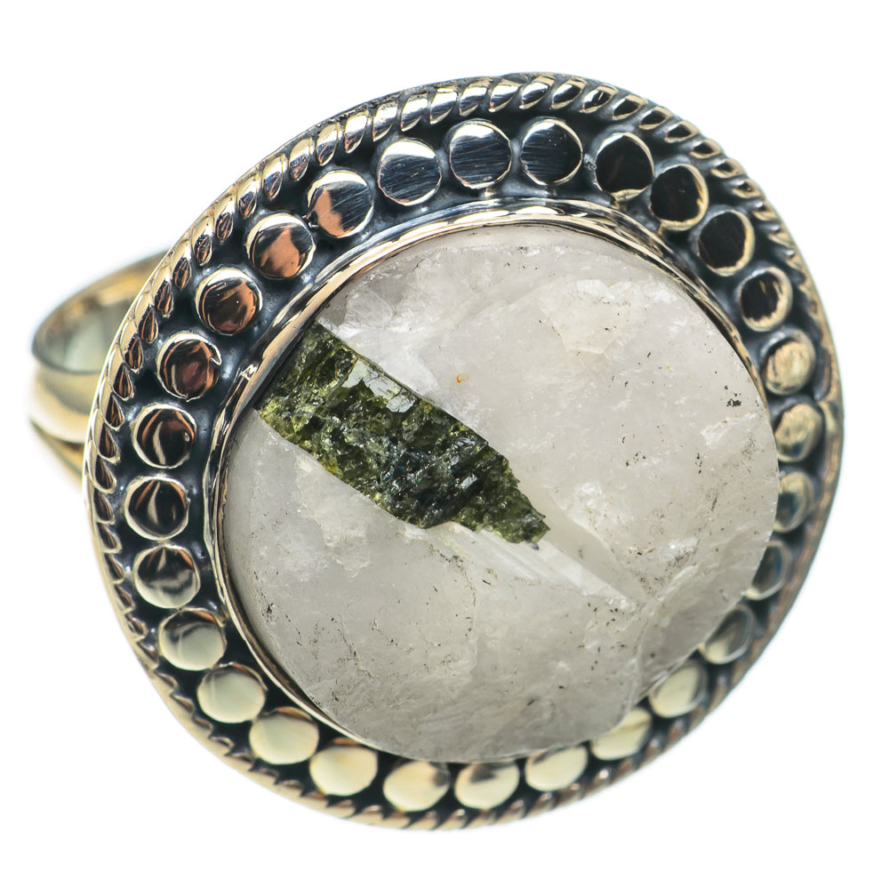 Green Tourmaline In Quartz Rings handcrafted by Anasilvercos - RING68586
