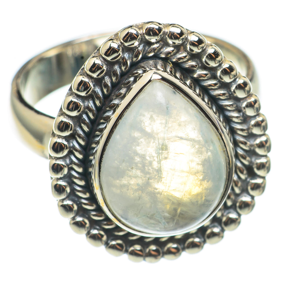 Rainbow Moonstone Rings handcrafted by Anasilvercos - RING68612