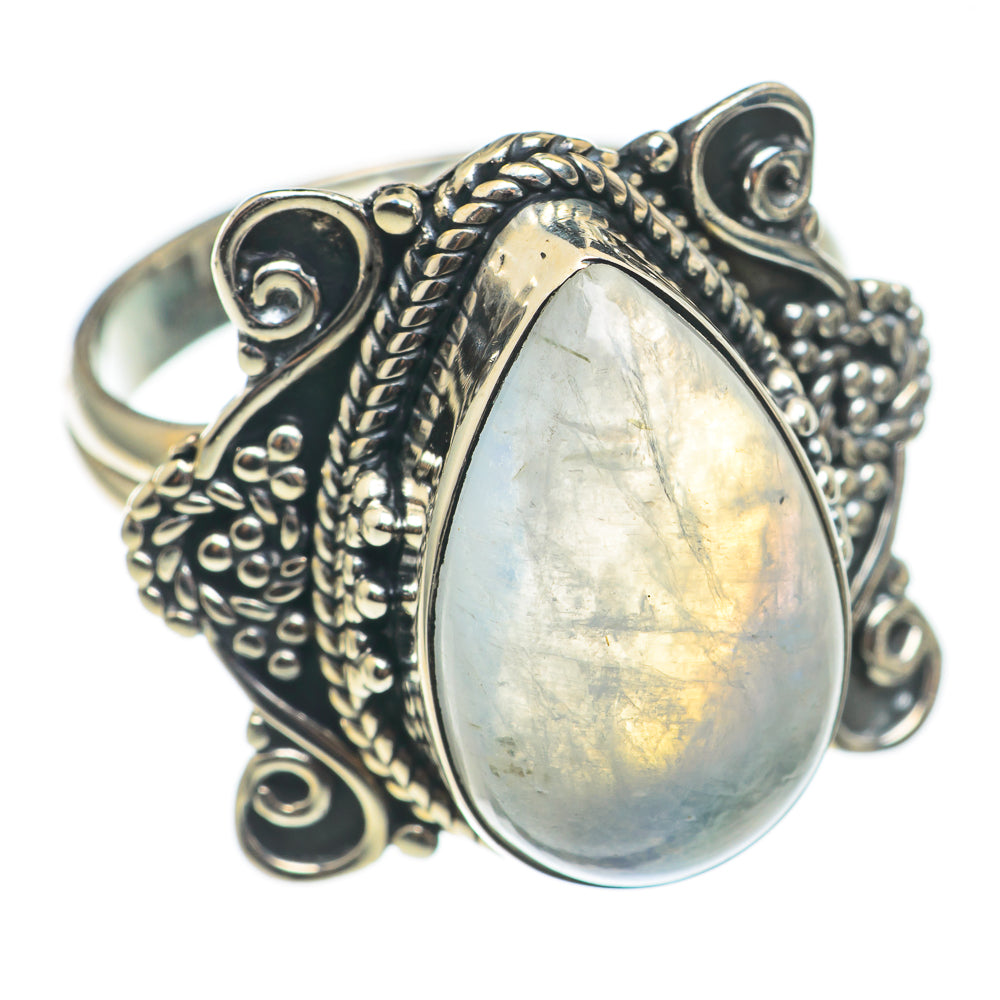 Rainbow Moonstone Rings handcrafted by Anasilvercos - RING68614
