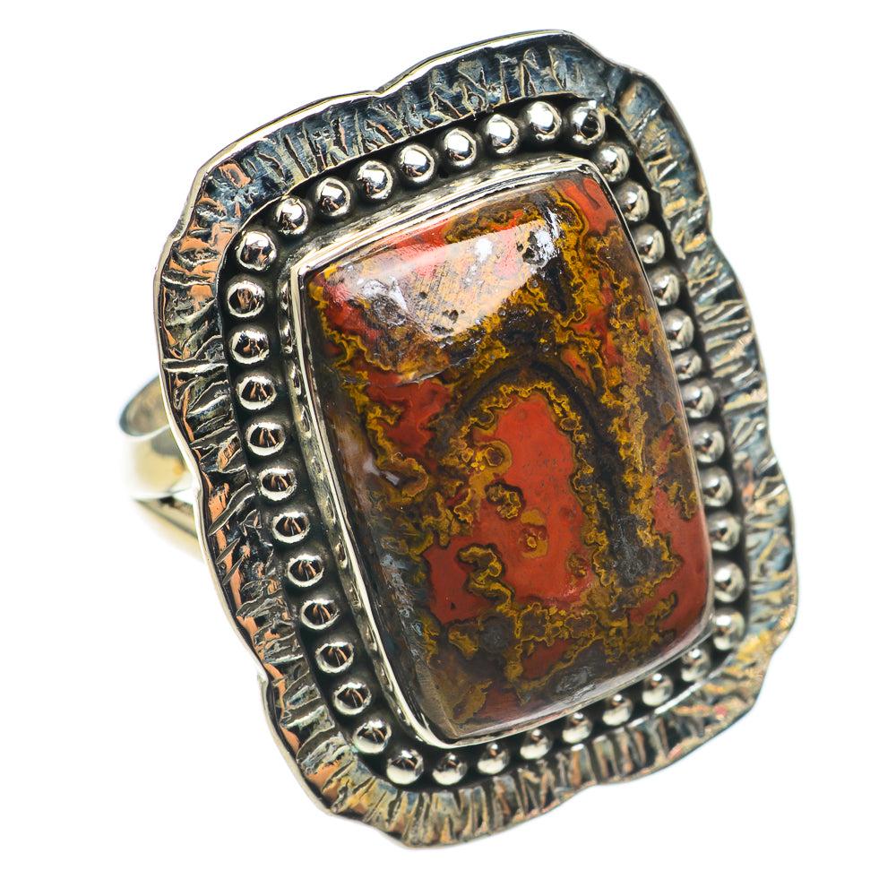 Orange Copper Composite Turquoise Rings handcrafted by Anasilvercos - RING68630