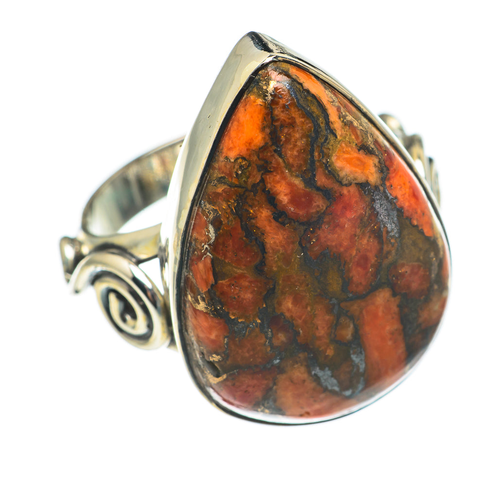 Orange Copper Composite Turquoise Rings handcrafted by Anasilvercos - RING68632