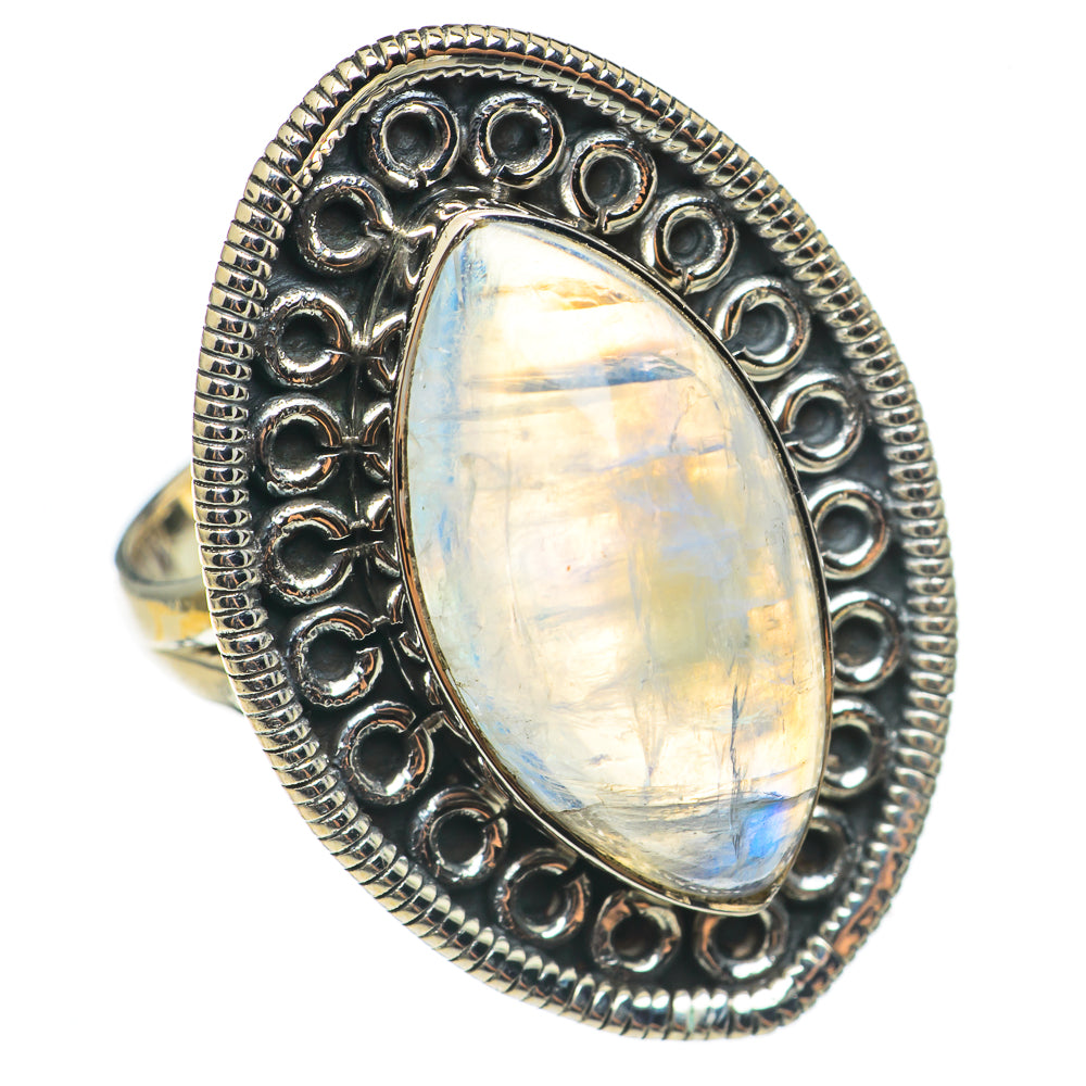 Rainbow Moonstone Rings handcrafted by Anasilvercos - RING68643