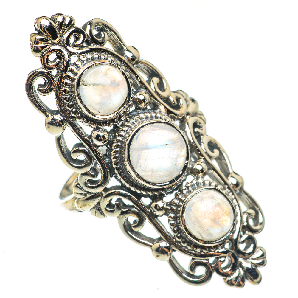 Rainbow Moonstone Rings handcrafted by Anasilvercos - RING68645