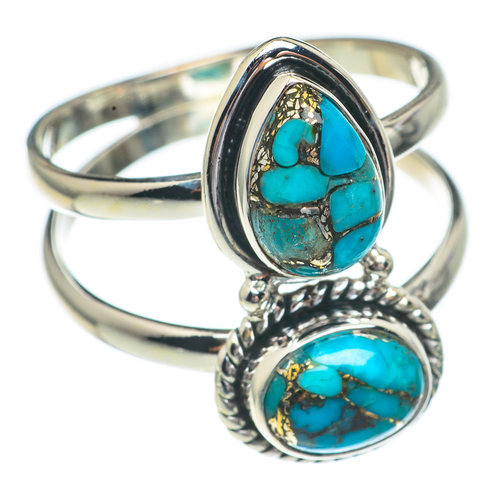 Blue Copper Composite Turquoise Rings handcrafted by Anasilvercos - RING68677
