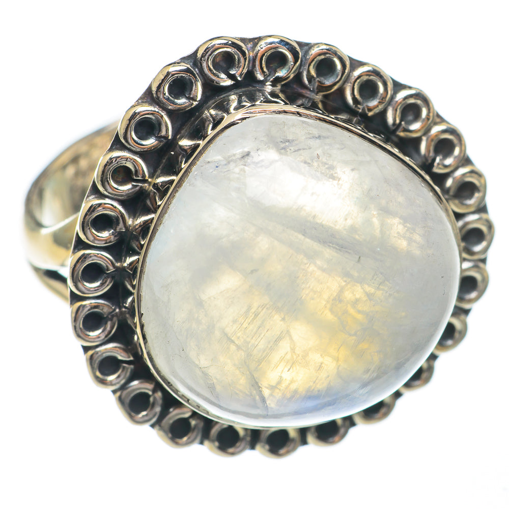 Rainbow Moonstone Rings handcrafted by Anasilvercos - RING68701
