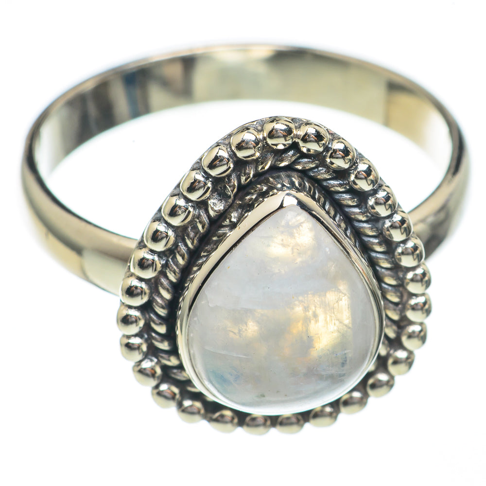 Rainbow Moonstone Rings handcrafted by Anasilvercos - RING68706