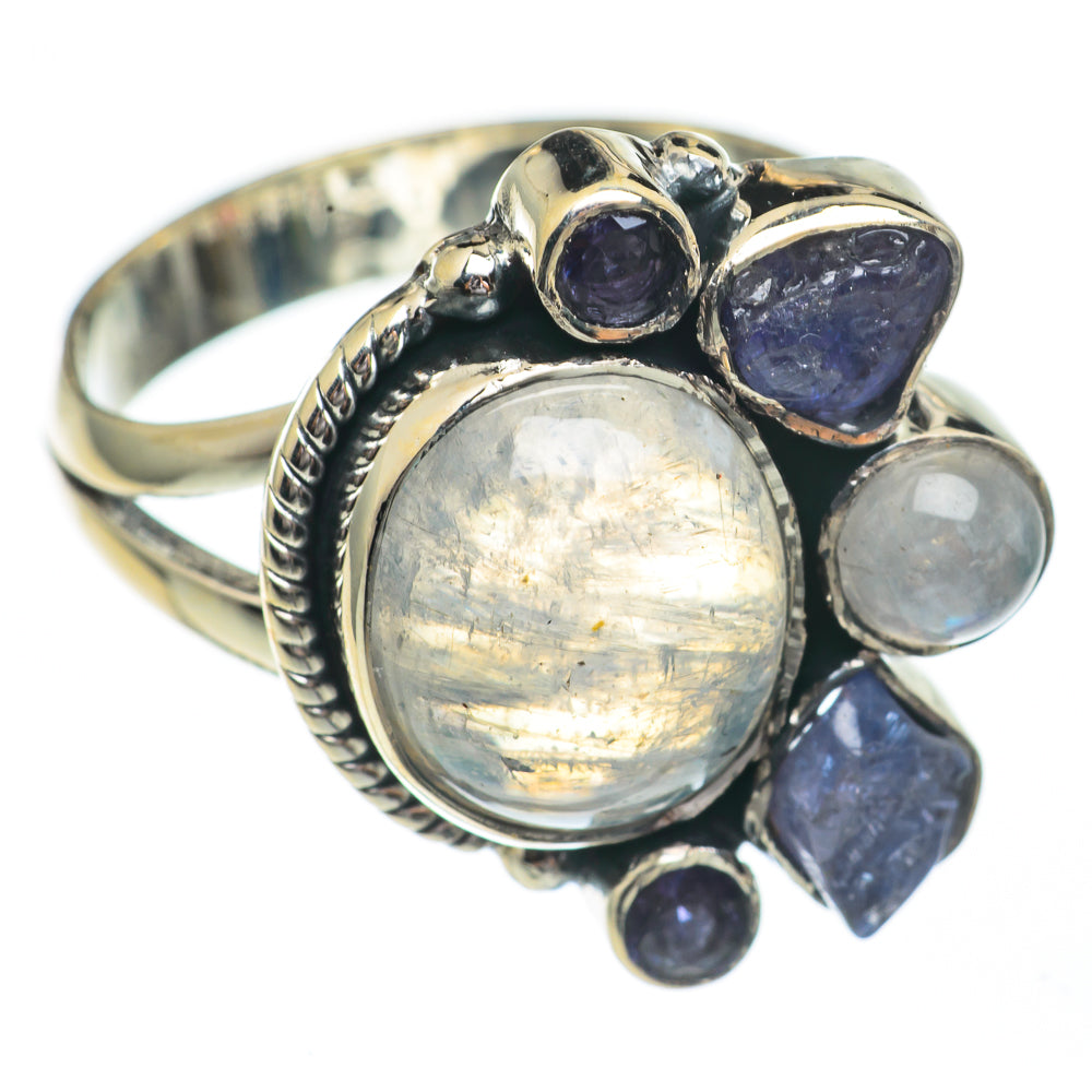 Rainbow Moonstone Rings handcrafted by Anasilvercos - RING68732