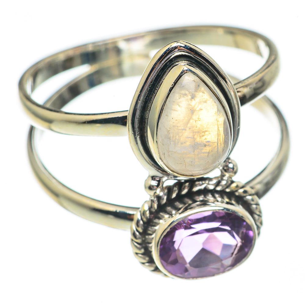Rainbow Moonstone Rings handcrafted by Anasilvercos - RING68765