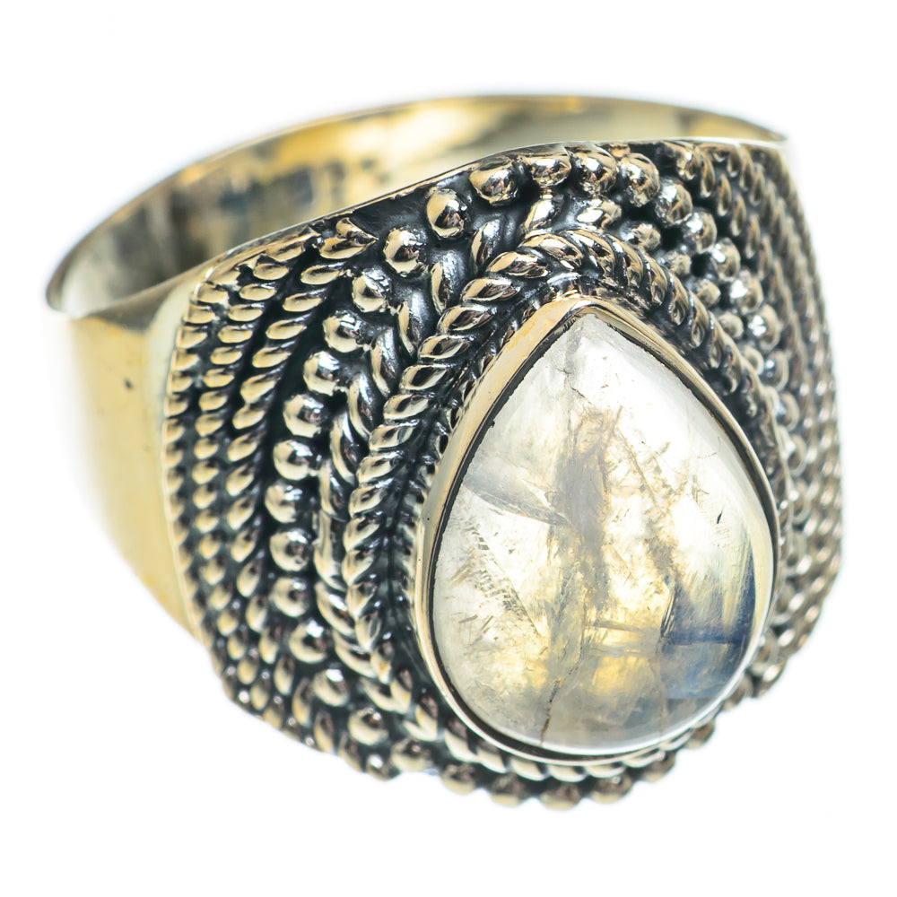 Rainbow Moonstone Rings handcrafted by Anasilvercos - RING68773