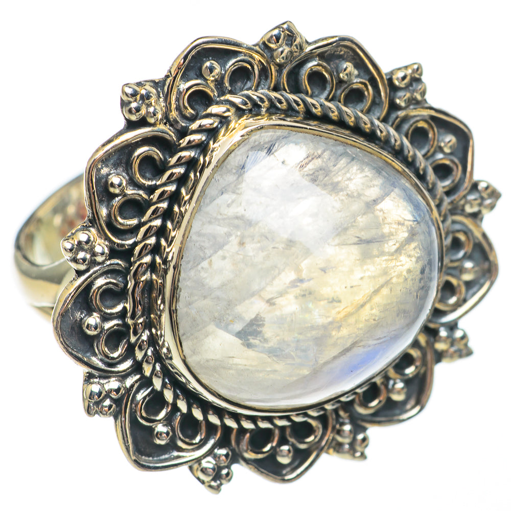 Rainbow Moonstone Rings handcrafted by Anasilvercos - RING68774