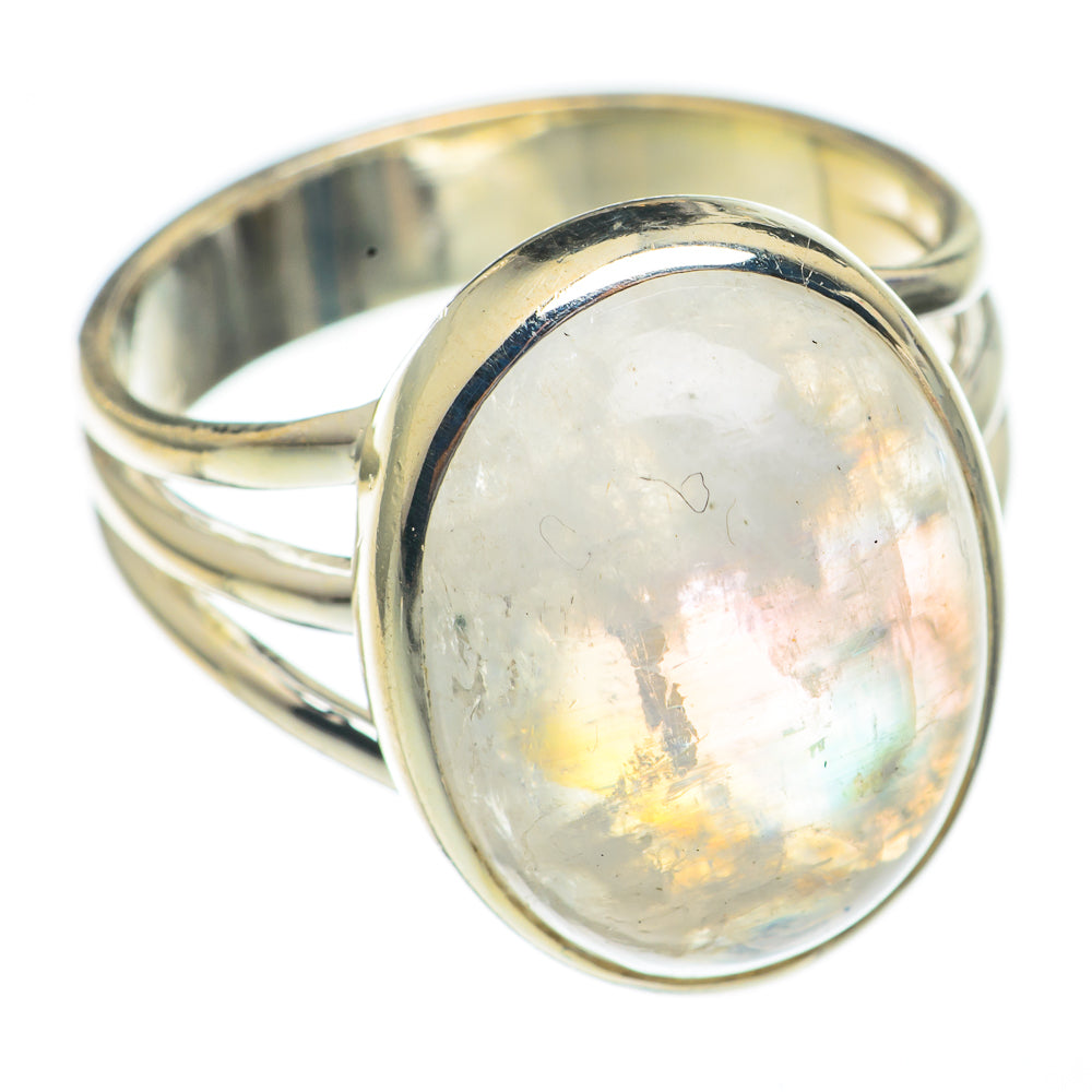 Rainbow Moonstone Rings handcrafted by Anasilvercos - RING68802