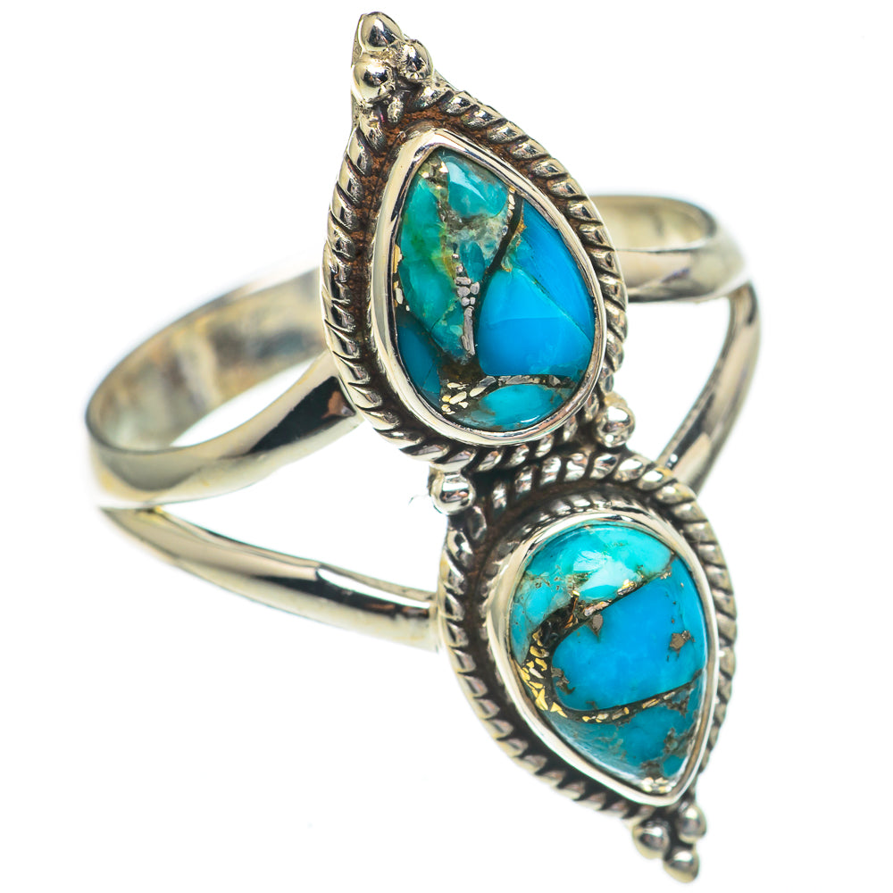 Blue Copper Composite Turquoise Rings handcrafted by Anasilvercos - RING68810