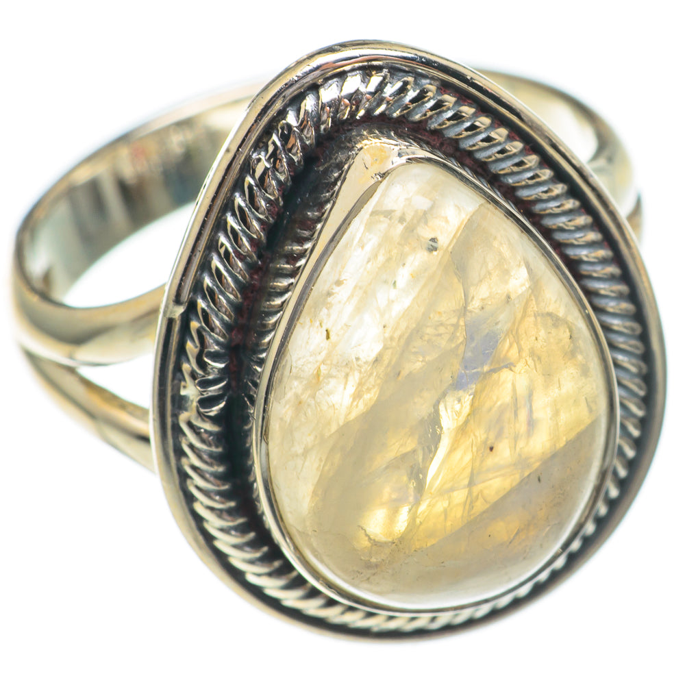 Rainbow Moonstone Rings handcrafted by Anasilvercos - RING68836