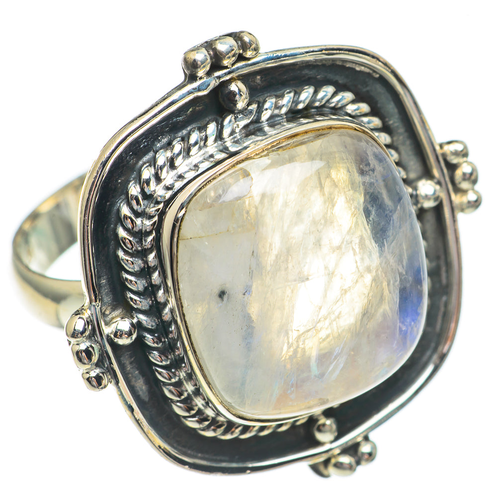 Rainbow Moonstone Rings handcrafted by Anasilvercos - RING68864