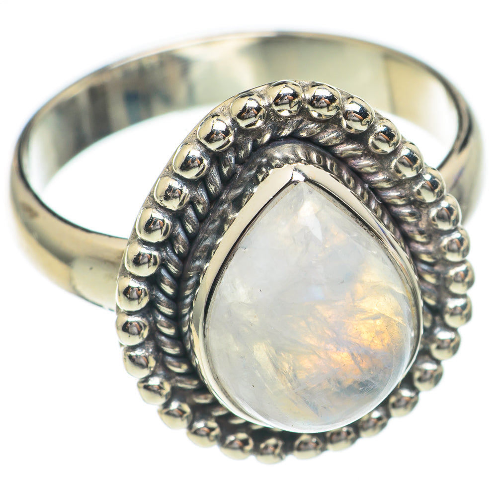 Rainbow Moonstone Rings handcrafted by Anasilvercos - RING68865