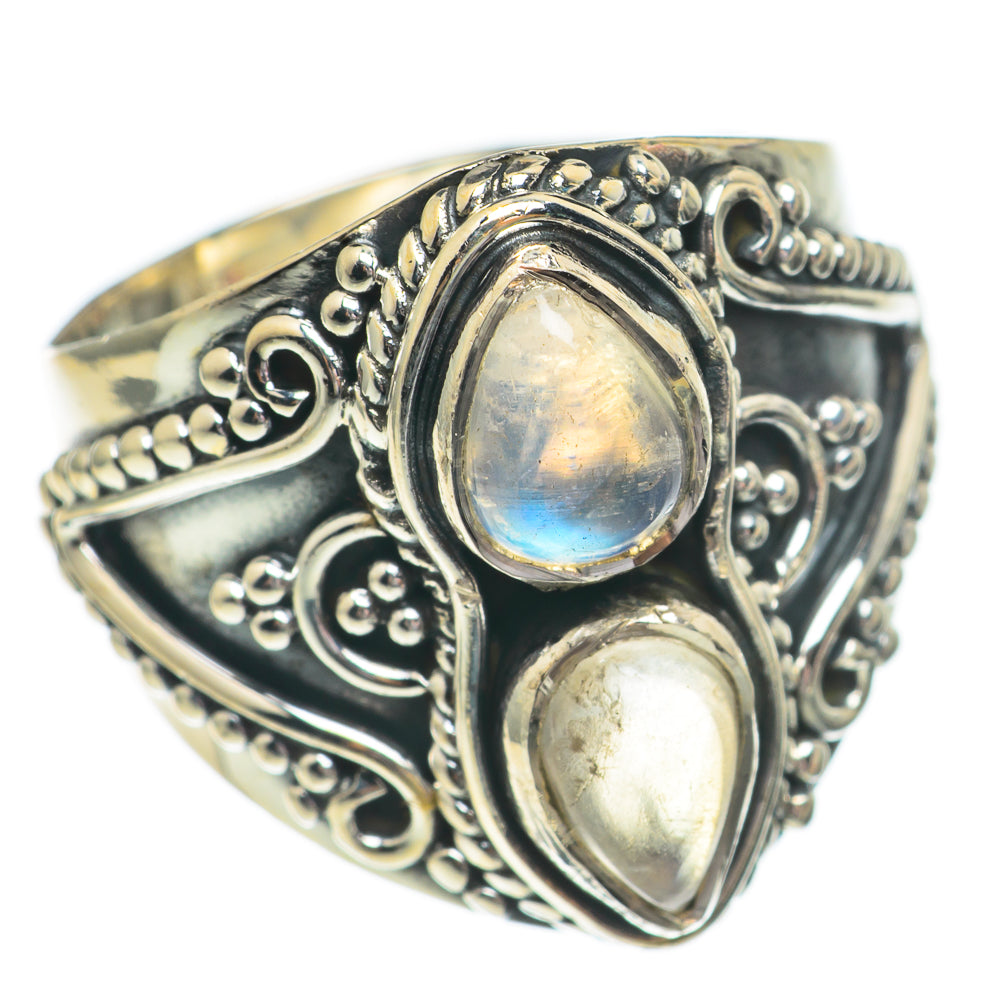 Rainbow Moonstone Rings handcrafted by Anasilvercos - RING68868